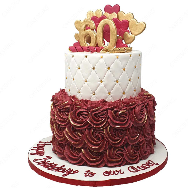 Special Age Rosette Cake - Burgundy/Gold