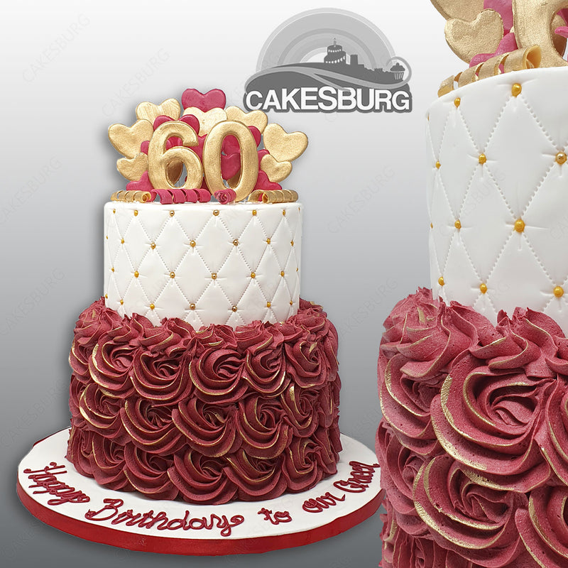 Special Age Rosette Cake - Burgundy/Gold