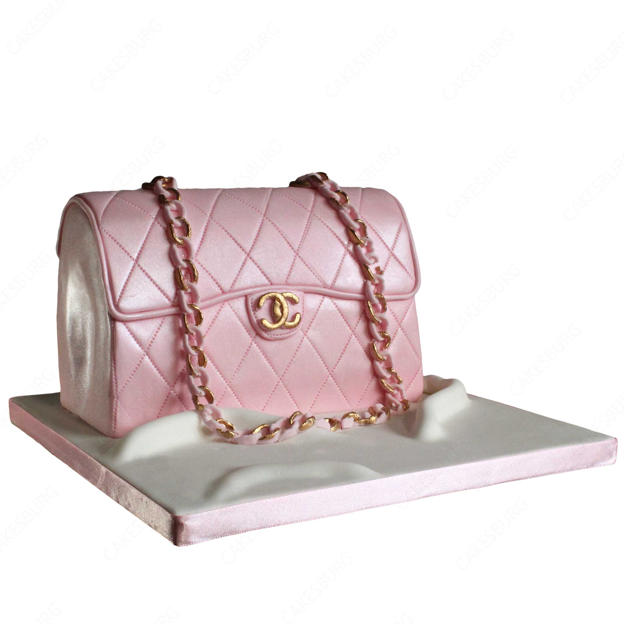 Pink hand bag by Indulge Designer Cakes, Pale pink Chanel h…