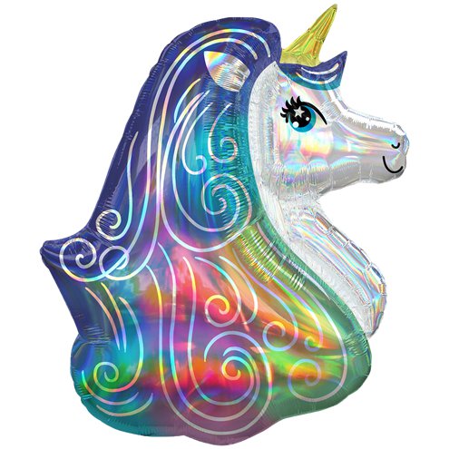 30" Rainbow Unicorn Iridescent Super Shape Balloon (HELIUM FILLED)