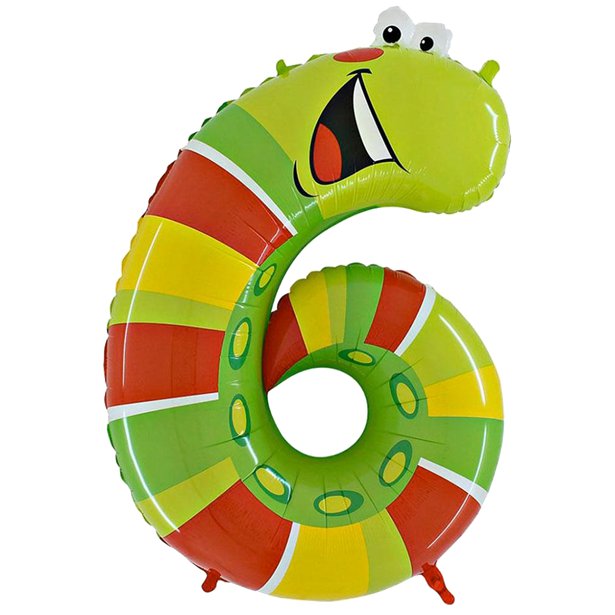 40" Caterpillar Number 6 - Animaloon Foil Balloon (HELIUM FILLED)