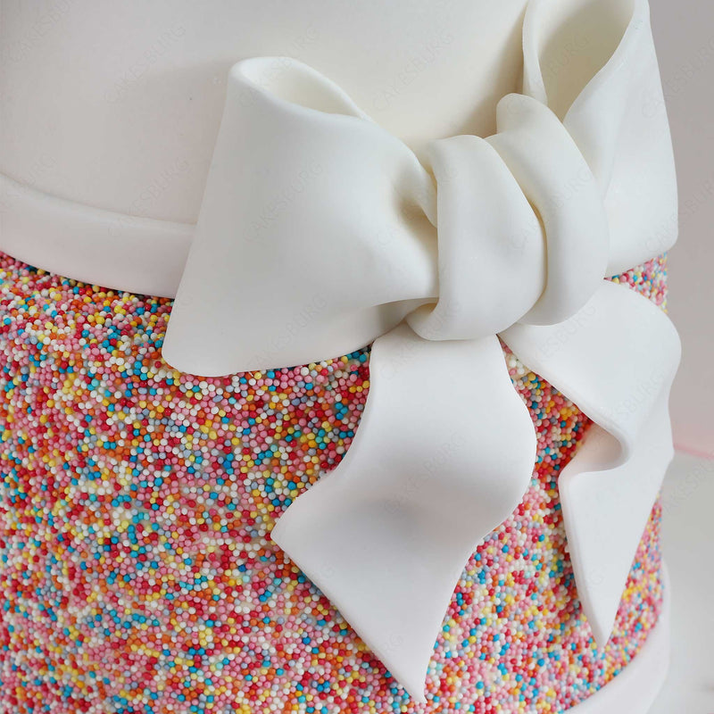 Elegant Ribbon Sprinkles Cake