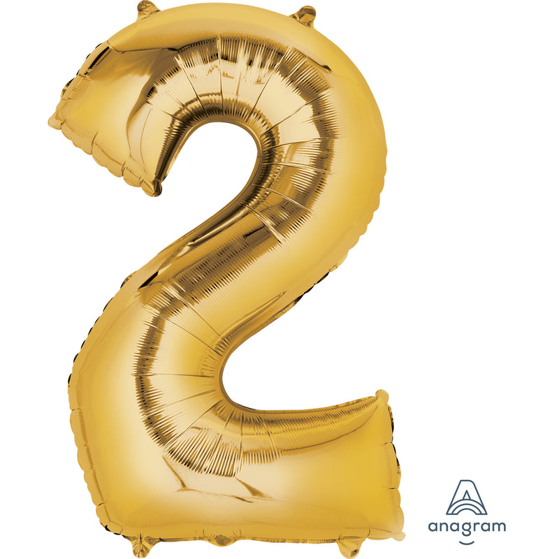 34" Gold - Number 2 - Foil Balloon (HELIUM FILLED)