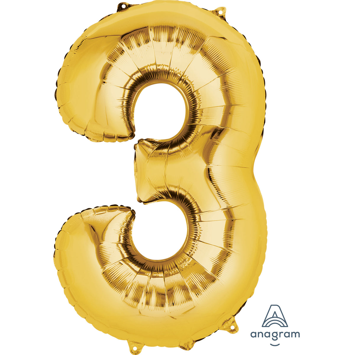 34" Gold - Number 3 - Foil Balloon (HELIUM FILLED)