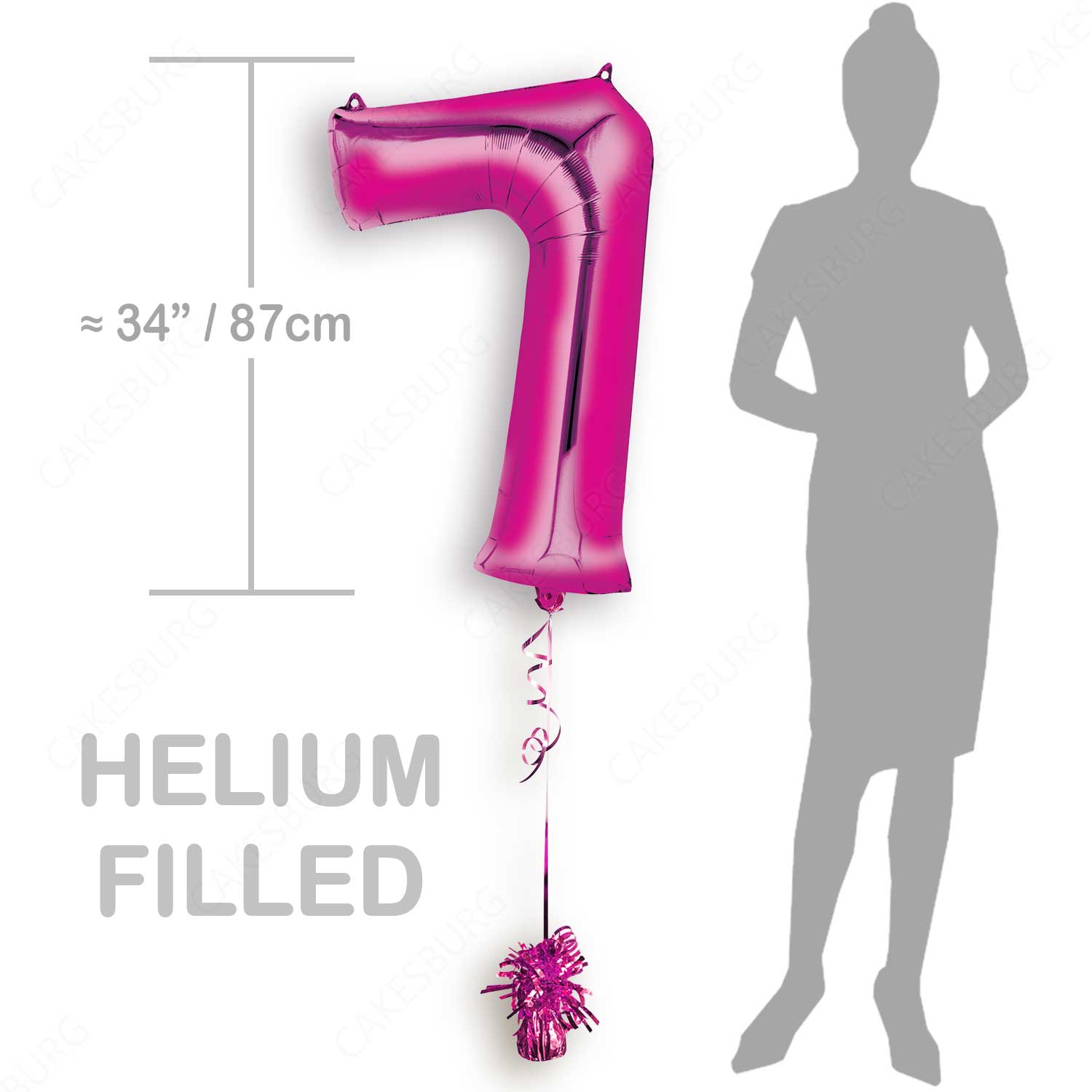 34" Pink - Number 7 - Foil Balloon (HELIUM FILLED)