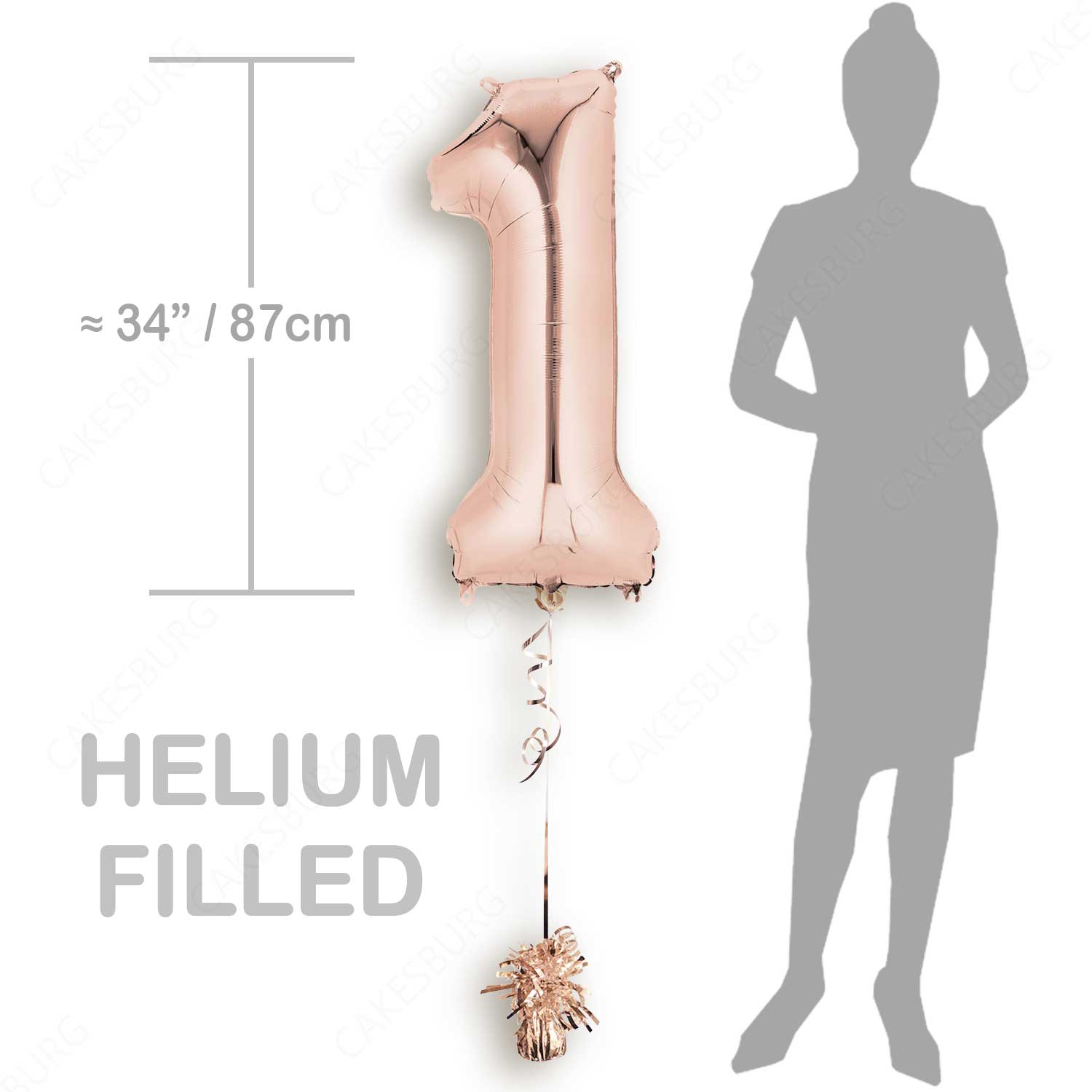 34" Rose Gold - Number 1 - Foil Balloon (HELIUM FILLED)