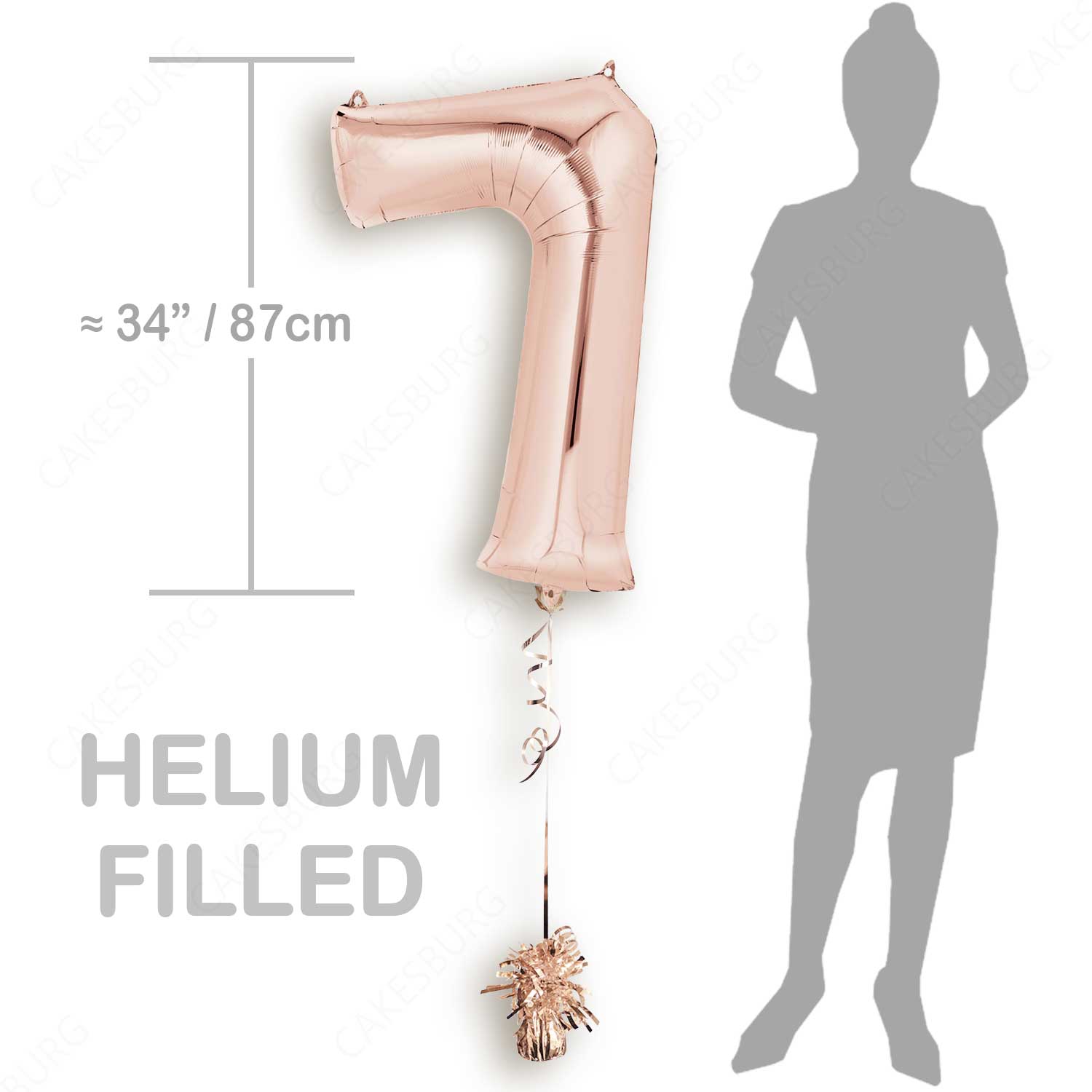 34" Rose Gold - Number 7 - Foil Balloon (HELIUM FILLED)