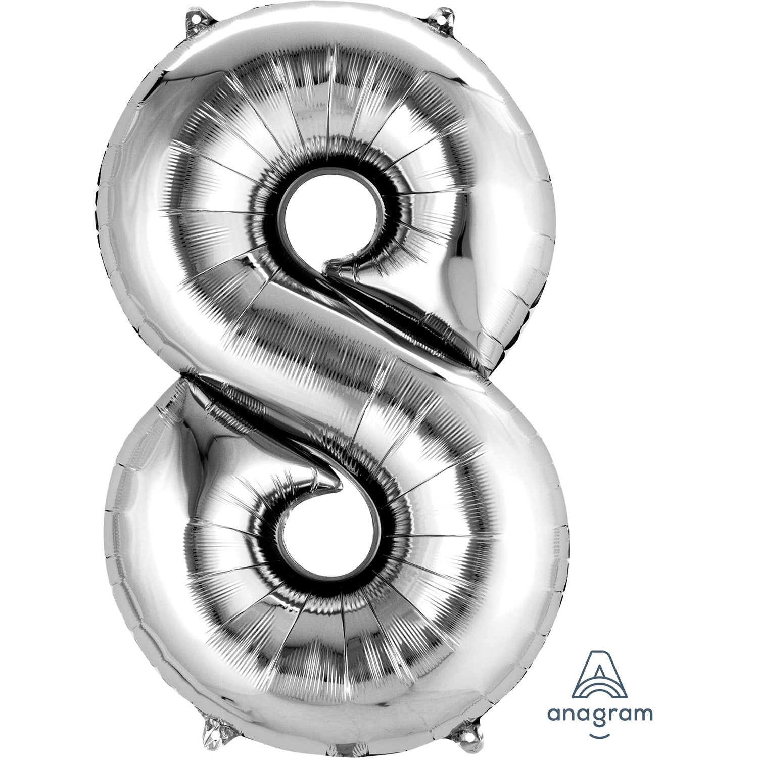 34" Silver - Number 8 - Foil Balloon (HELIUM FILLED)