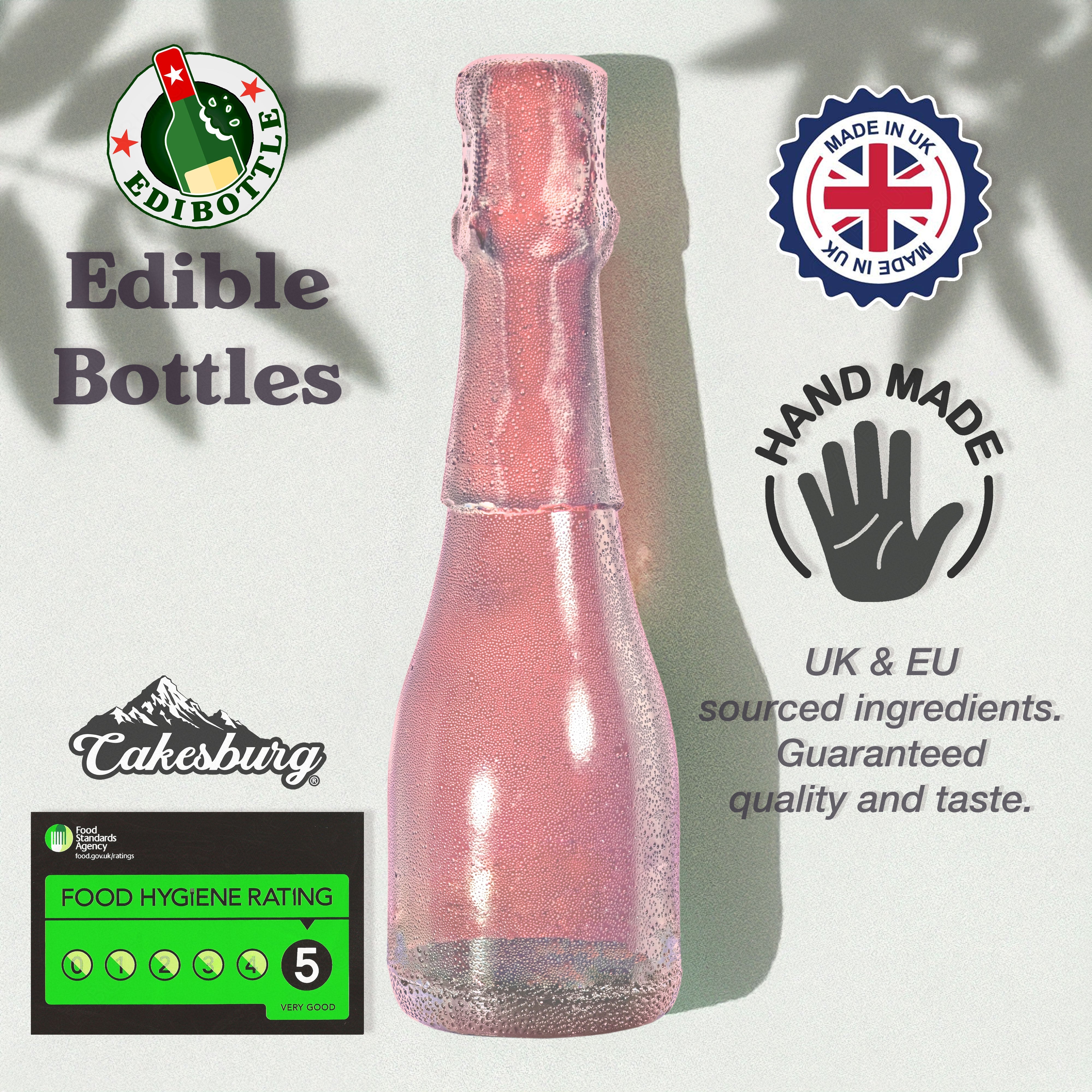 Edible Sugar Half-Height Rose Champagne Bottle Cake Topper