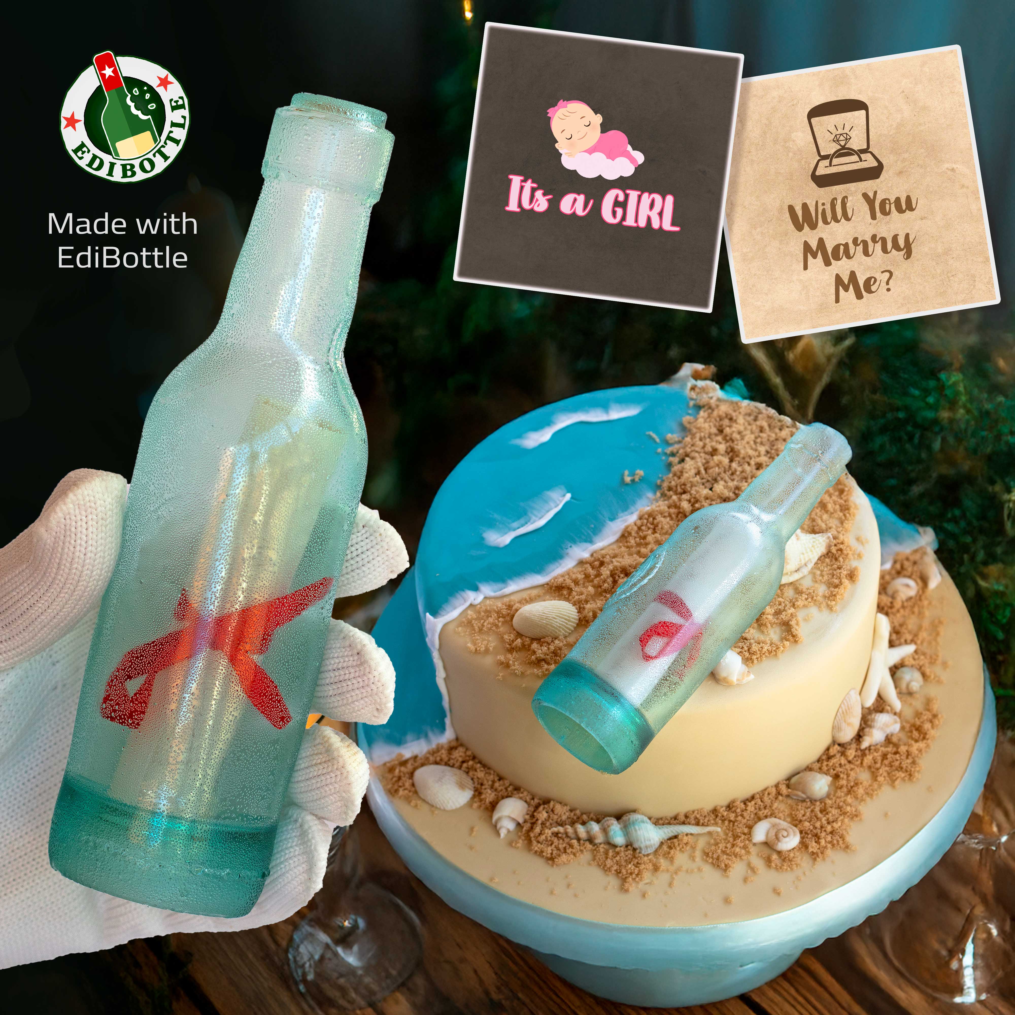 The EdiBottle™ Signature: Message in a Bottle Cake