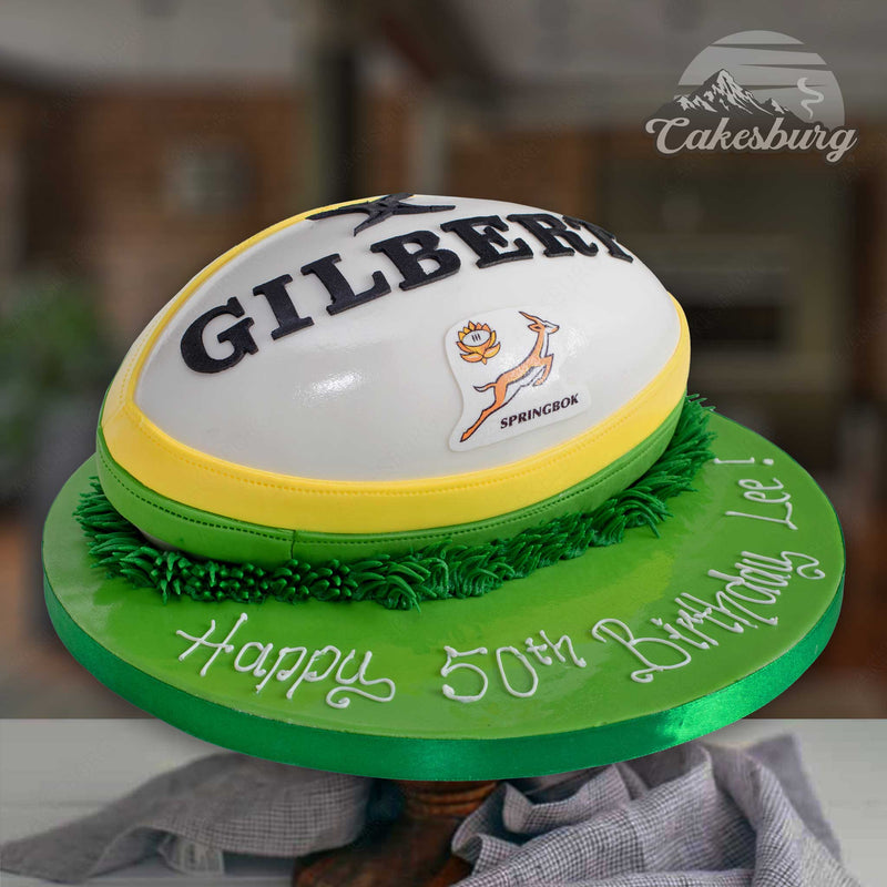 Springbok Rugby Ball Cake