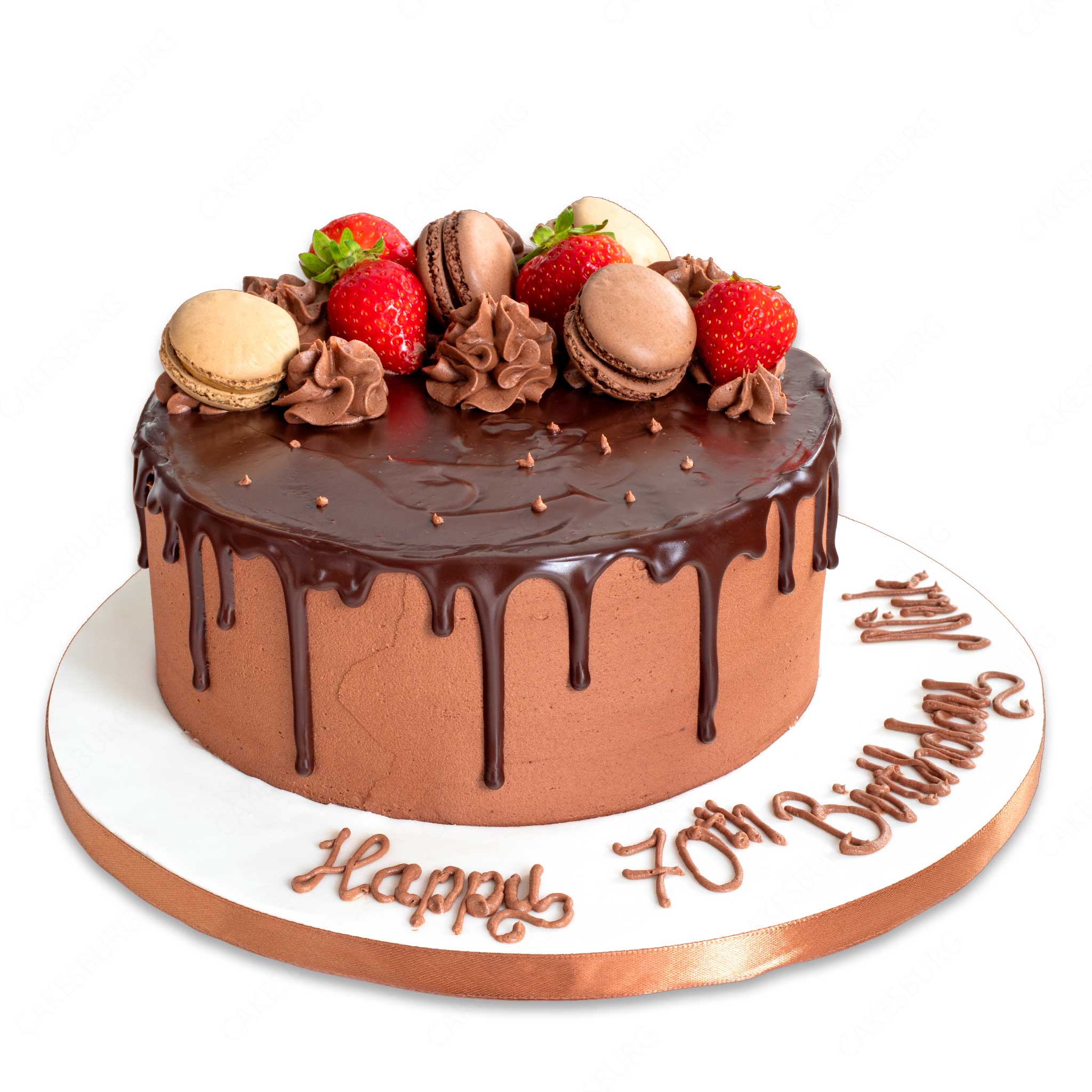 Strawberry Macaron Chocolate Drip Cake