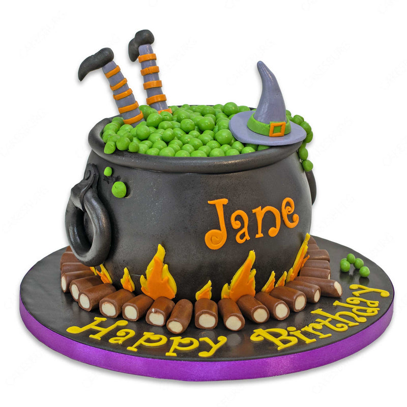 Witch in Cauldron Cake