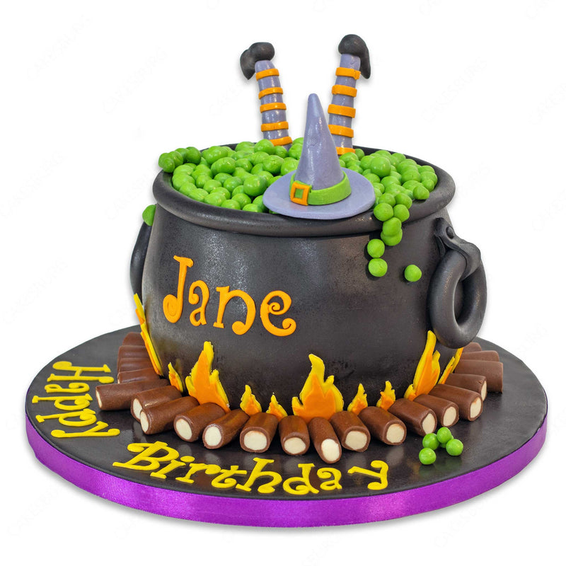 Witch in Cauldron Cake