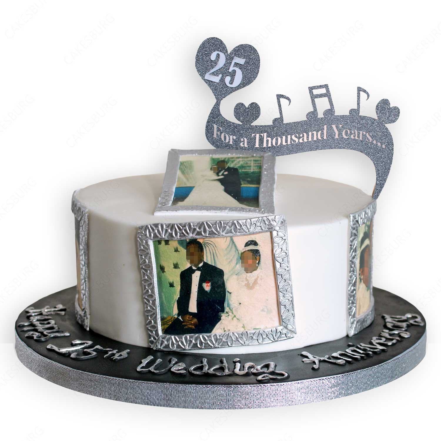 25th Wedding (silver) Anniversary Cake - [TOP SELLER]