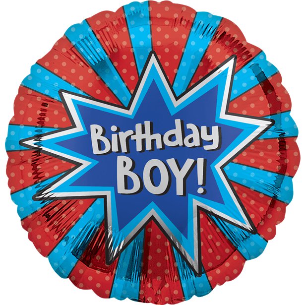 18" Birthday Boy Foil Balloon (HELIUM FILLED)