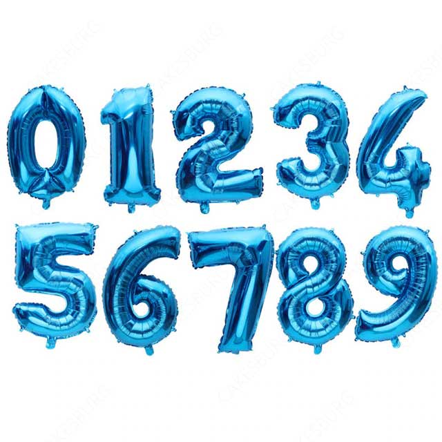 34" Blue Number Balloons (Flatpack)
