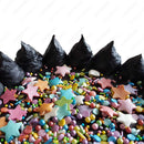 Black Buttercream Cake with Rainbow Sprinkles