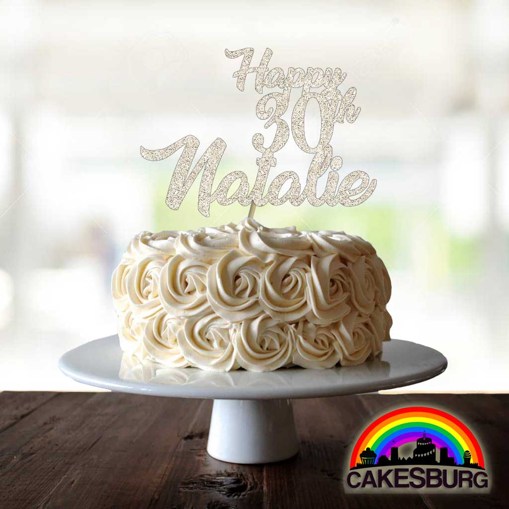 Personalised Glitter Cake Topper