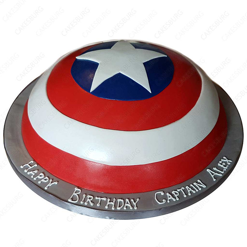 Captain America Shield Cake with 12 Cupcakes