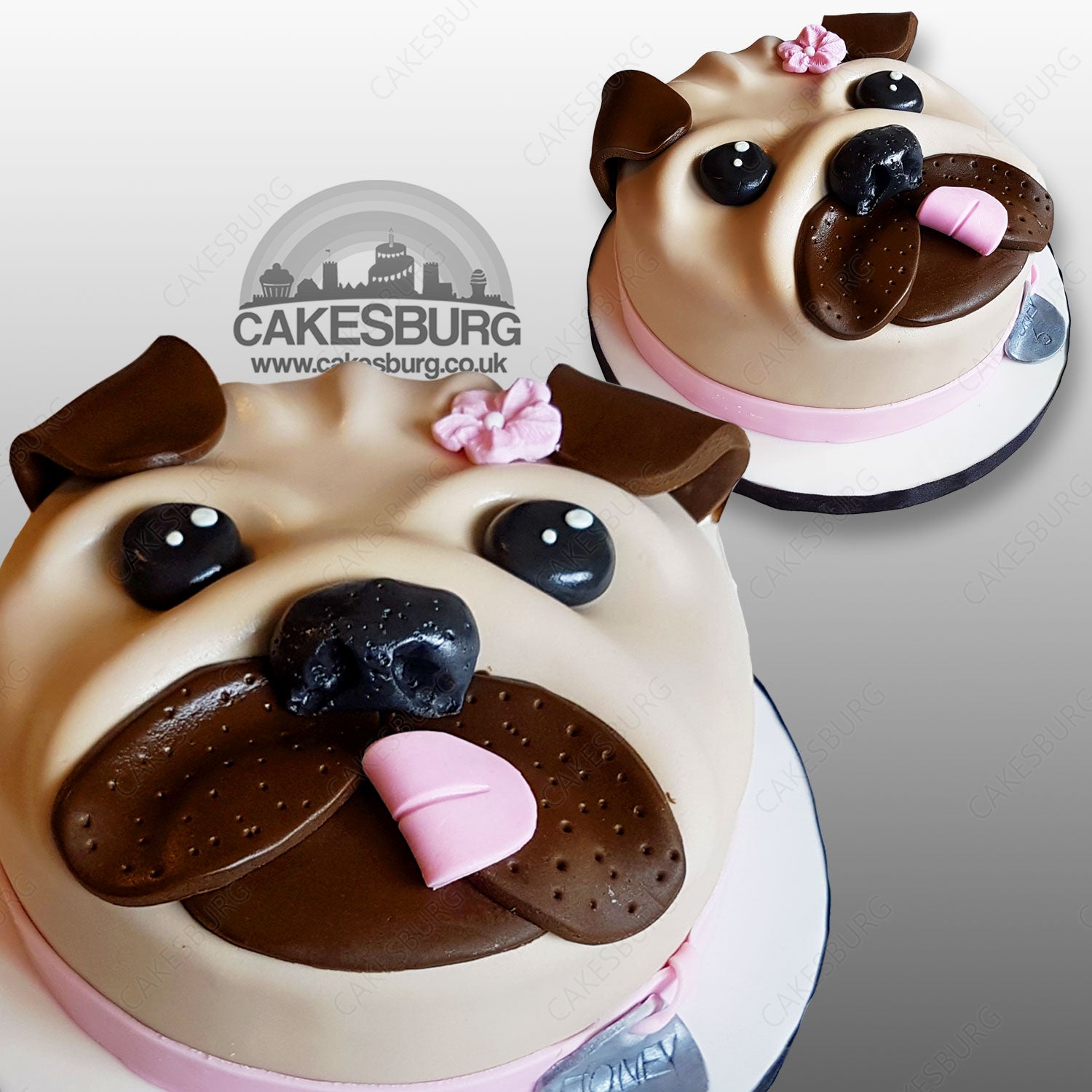 Cake tag: pug cake topper - CakesDecor