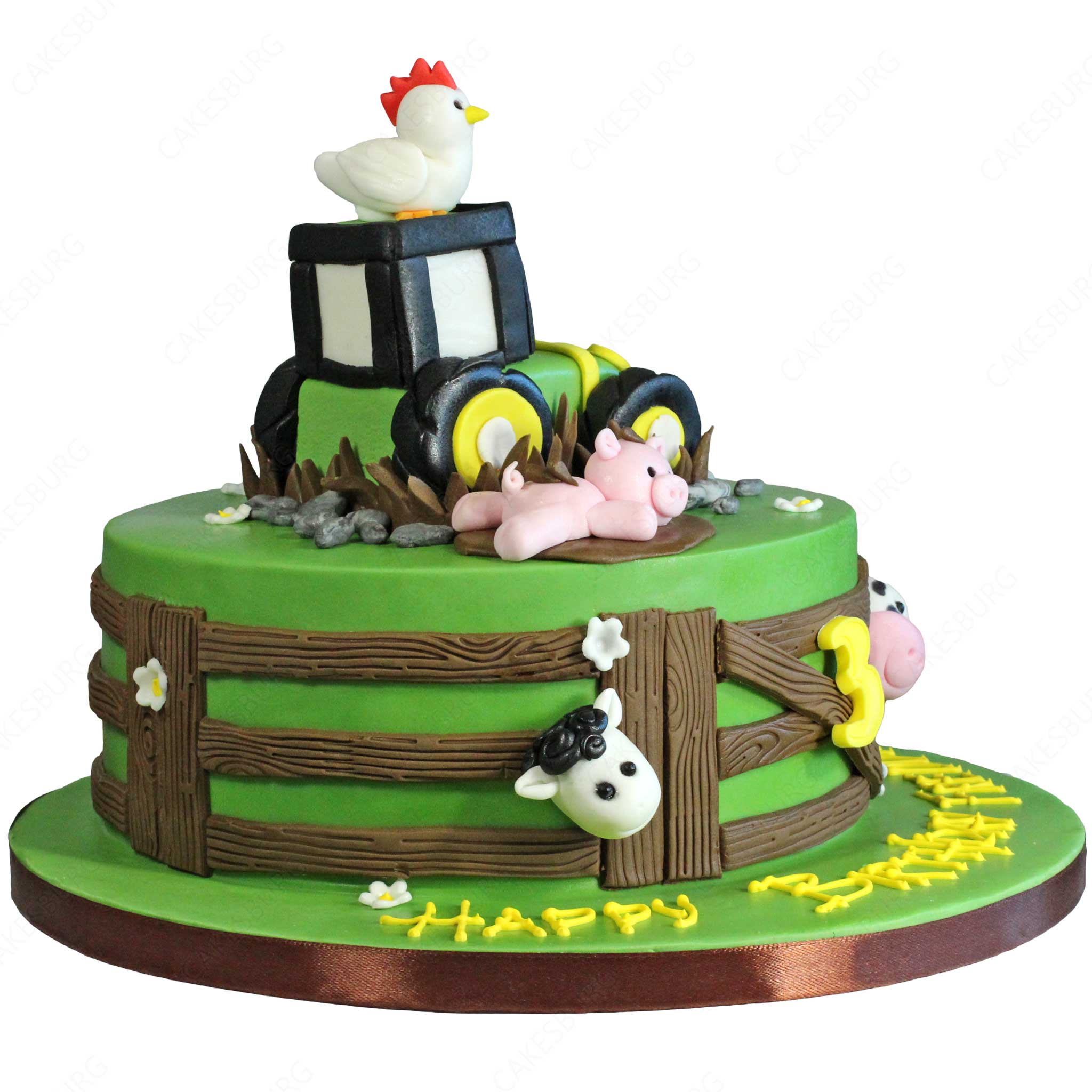 Barnyard Cartoon Cow Baby Chicks Fence and a Barn Edible Cake Topper I – A  Birthday Place