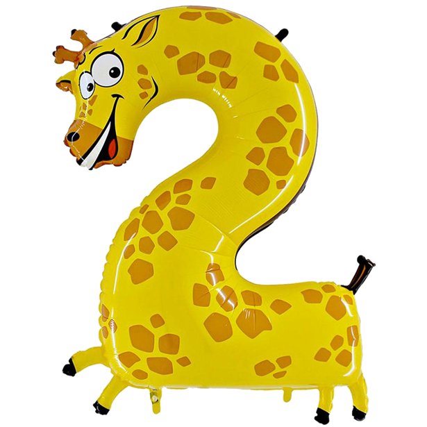 40" Giraffe Number 2 - Animaloon Foil Balloon (HELIUM FILLED)