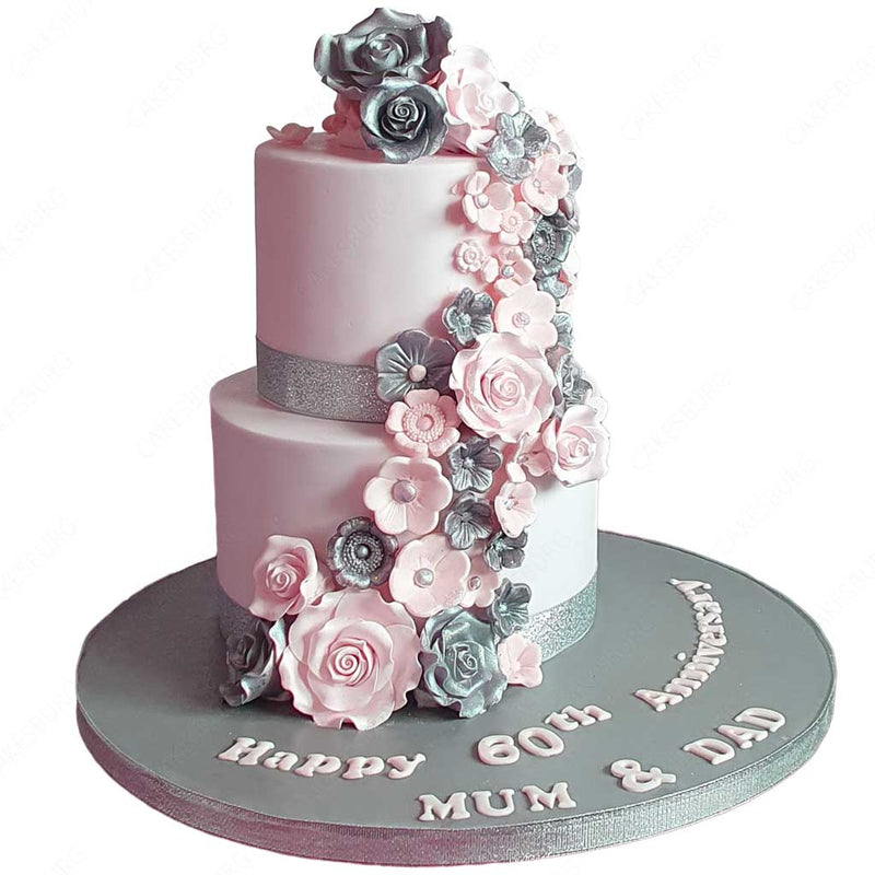 Elegant Grey/Pink Flower Cake