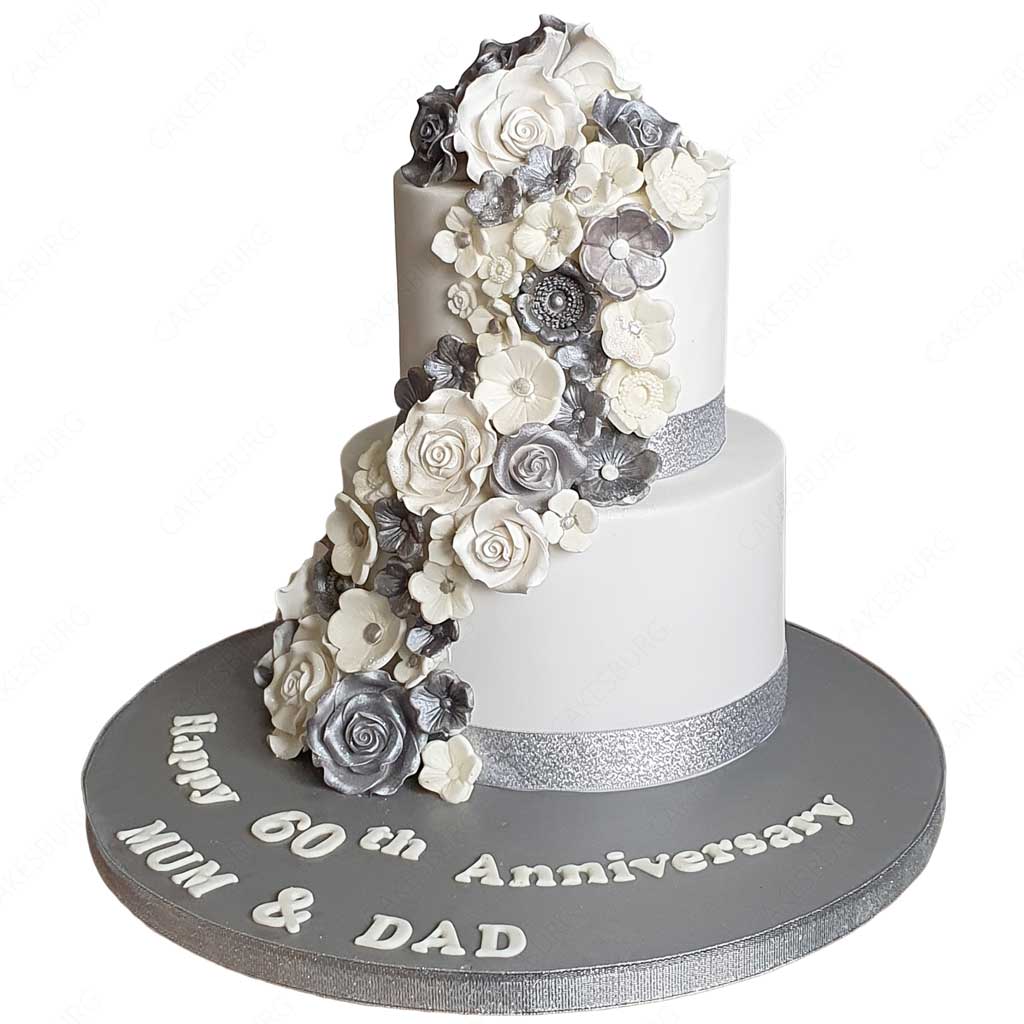 Elegant Grey/White Flower Cake