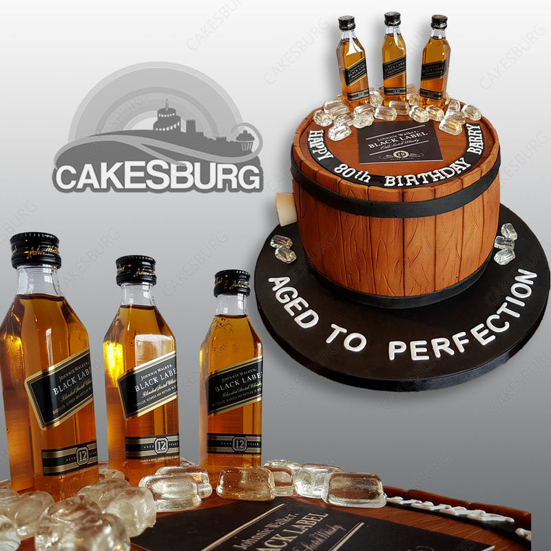 Whiskey Lovers Cake | Fondant Cake with miniature Whiskey bottles – Kukkr