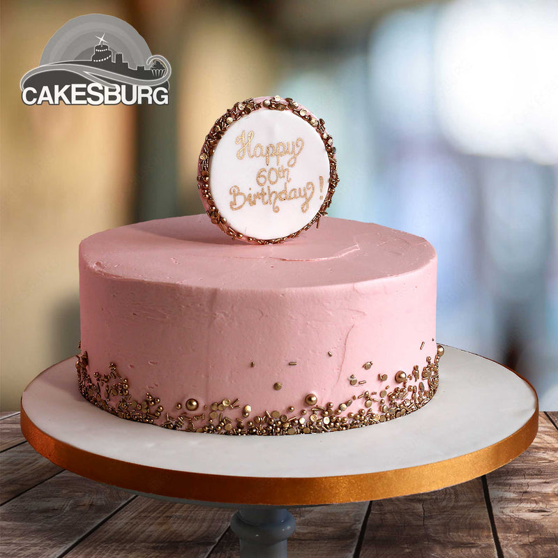 Pink Buttercream Golden Sprinkles Cake