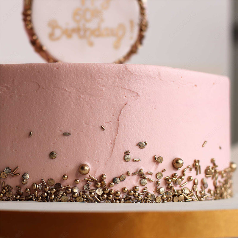 Pink Buttercream Golden Sprinkles Cake