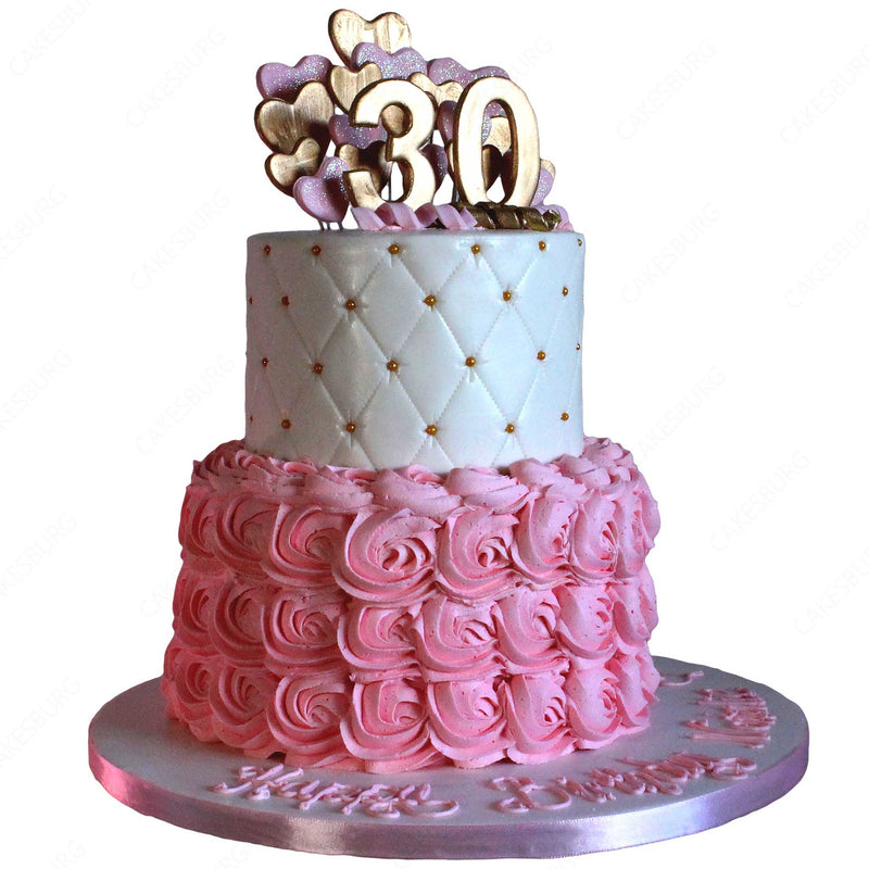 Special Age Rosette Cake - Pink/Gold