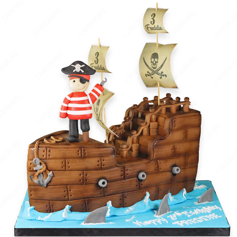 Pirate Ship Cake with Pirate