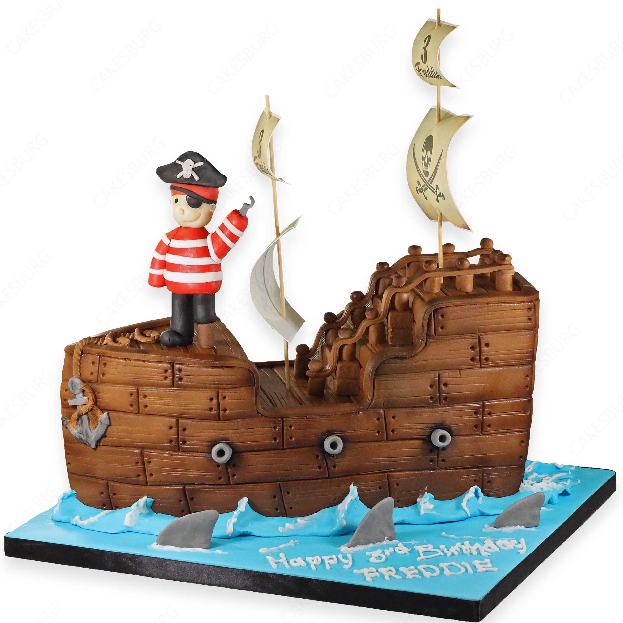 Pirate Ship Cake with Pirate