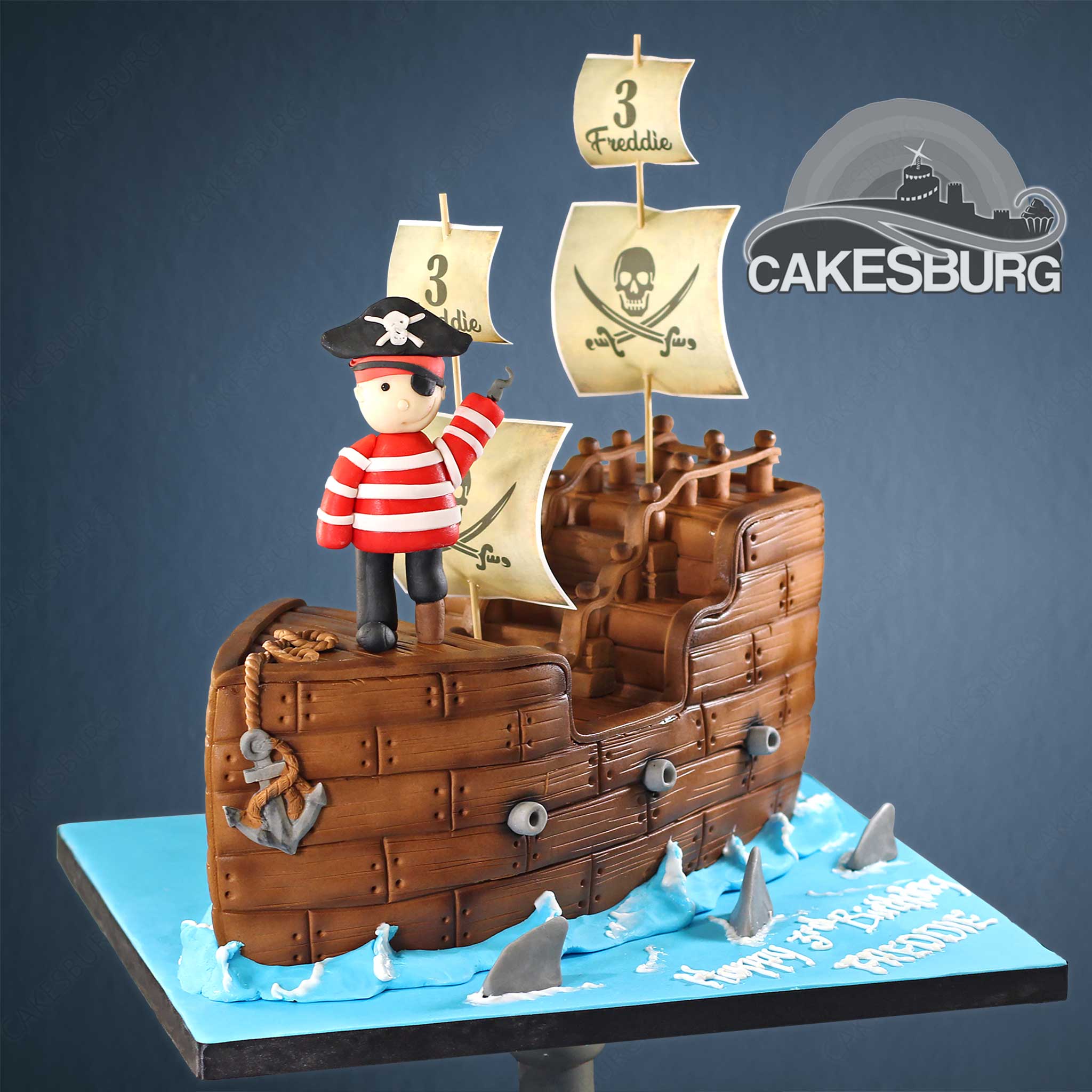 Pirate Ship Cake with Pirate