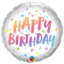 18" Rainbow Dots Happy Birthday Foil Balloon (HELIUM FILLED)