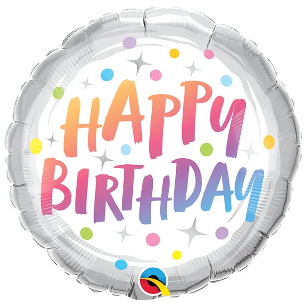 18" Rainbow Dots Happy Birthday Foil Balloon (HELIUM FILLED)