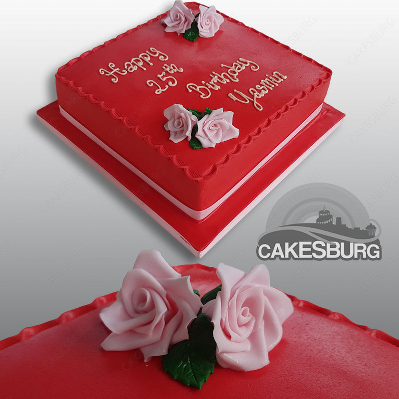 Plain Rose Message Cake