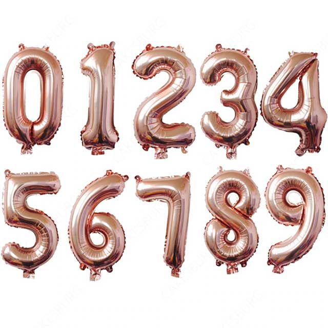 34" Rose Gold Number Balloons (Helium Filled)