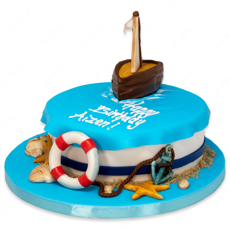 Cruise ship and Nautical 70th Birthday cake - Decorated - CakesDecor