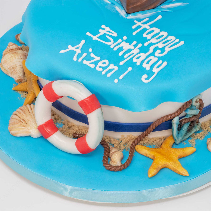Sailing themed birthday cake | Nautical birthday cakes, Anchor birthday  cakes, Boat cake
