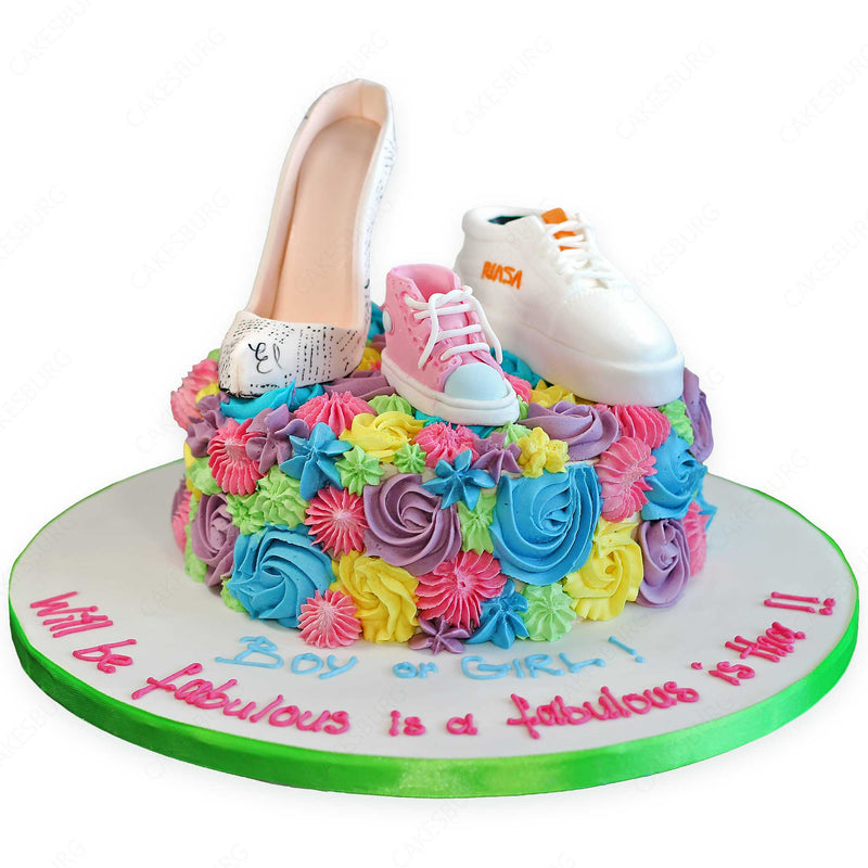 Family Shoes / Gender Reveal Cake