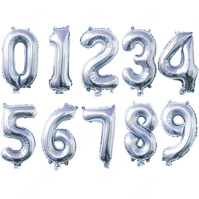 34" Silver Number Balloons (Flatpack)