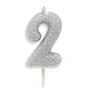 Silver Number Candles (7cm / 2.7")