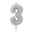 Silver Number Candles (7cm / 2.7")