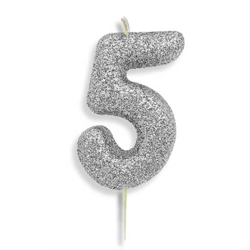 Silver Number Candles (7cm / 2.7")