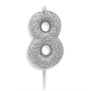 Silver Number Candles (7cm / 2.7")