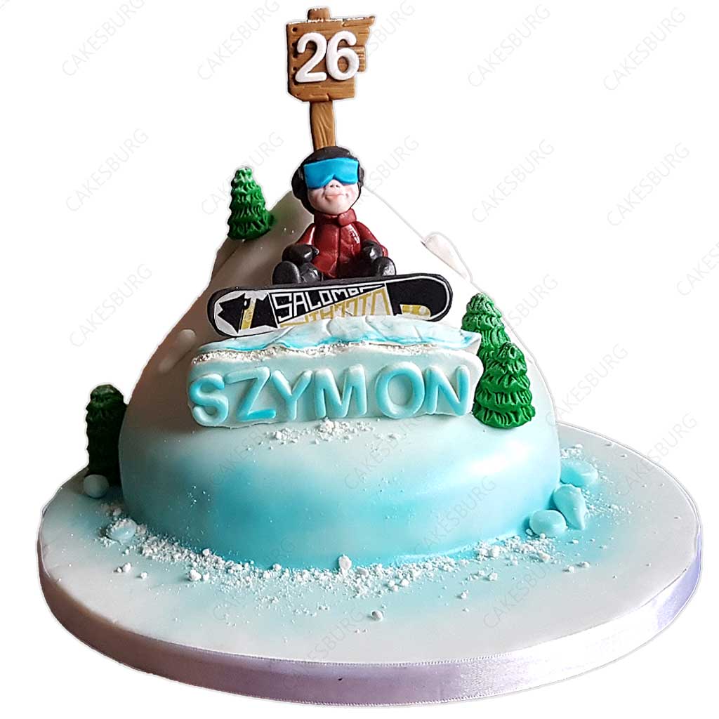 Snow Board Skiing Cake