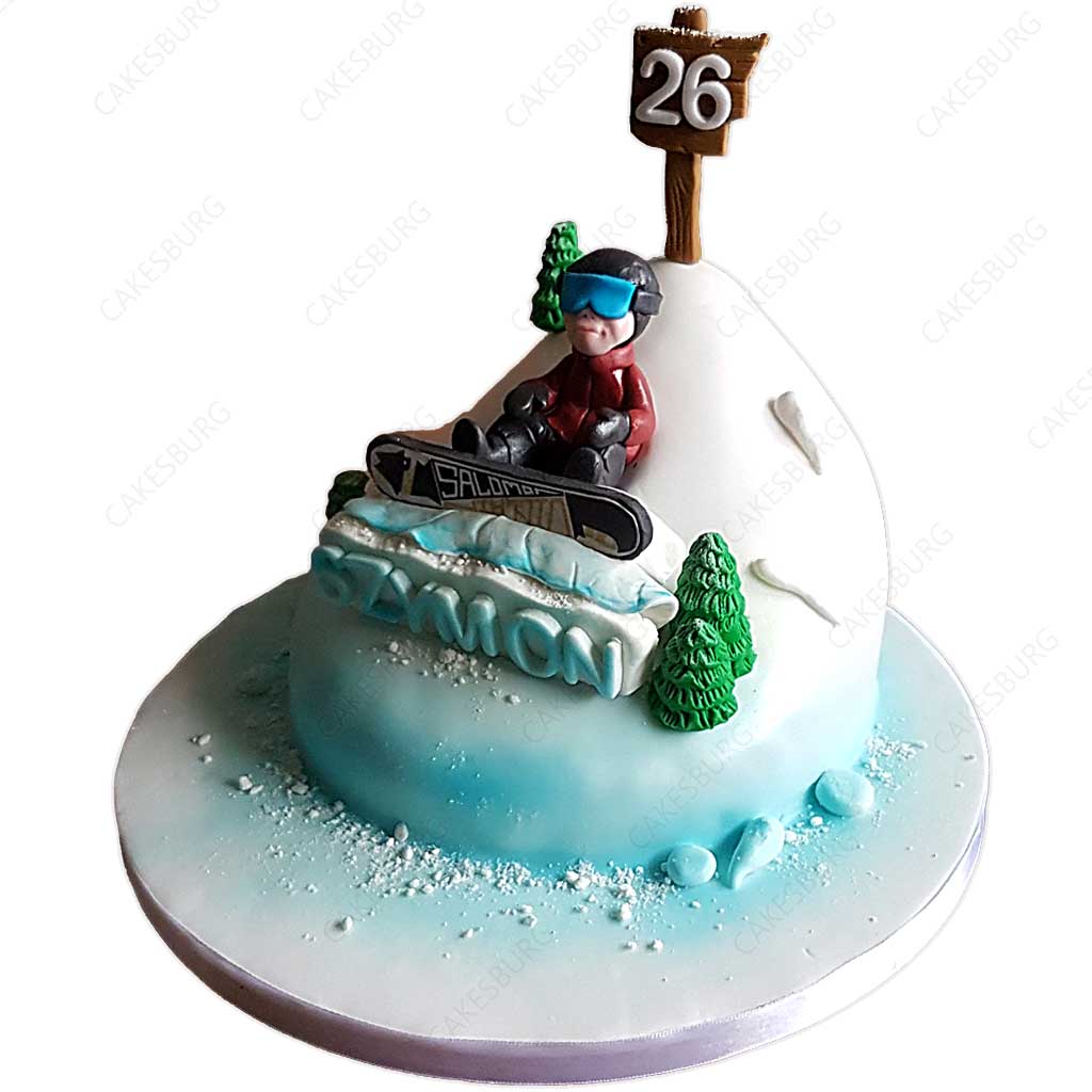 Snow Board Skiing Cake